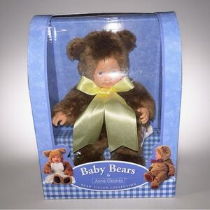 Collectable Anne Geddes Baby Bears Doll with Yellow Ribbon